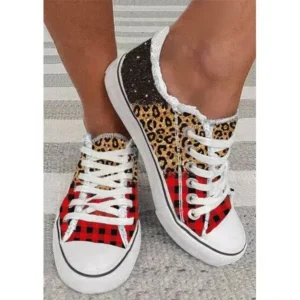 Petdrik Women Casual 3D Printing Color Leopard Canvas Shoes