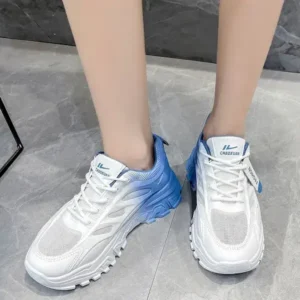 Petdrik Women Fashion Round Toe Breathable Mesh Gradient Sneakers