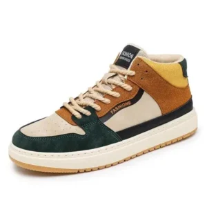 Petdrik Men'S Fashion Breathable Color Block Pu Sneakers