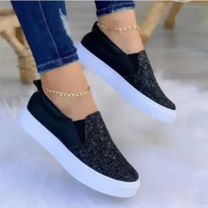 Petdrik Thick Sole Casual Sequined Shoes Women Flat Shoes