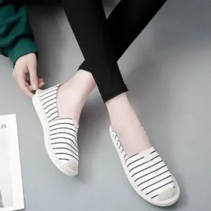 Petdrik Fashion Stripe Pattern Design Women Round-Toe Casual Espadrilles Shoes