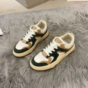 Petdrik Women Fashion Lace Up Design Color Blocking Sneakers