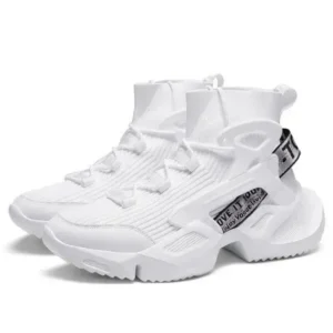 Petdrik Men'S Fashion Platform White High Top Sneakers