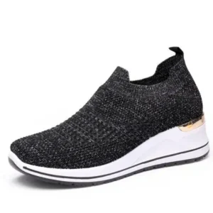 Petdrik Women Casual Mesh Knit Design Breathable Comfort Wedge Platform Sneakers