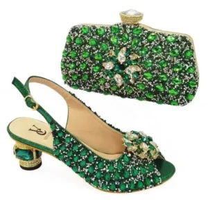 Petdrik Fashion Rhinestone Design Party Women High Heel Peep Toe Sandals And Clutch Evening Bag Set