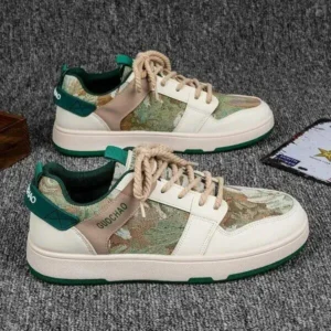 Petdrik Men'S Casual Retro Secret Forest Oil Painting Pattern Sneakers