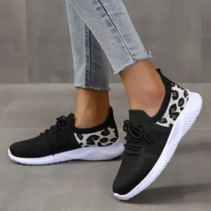 Petdrik Women Casual Mesh Breathable Leopard Sneakers