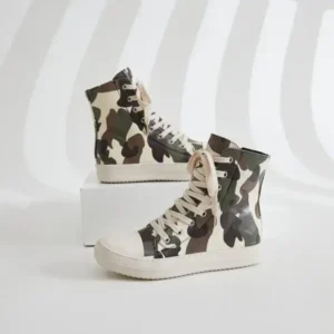 Petdrik Women Fashion Casual Plus Size Camouflage Thick-Soled High Top Shoes