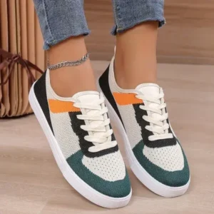 Petdrik Women Fashion Casual Color Blocking Mesh Fly-Woven Breathable Sneakers