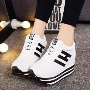 Petdrik Women Fashion Casual Letter Printed Lace-Up Thick-Soled Sneakers