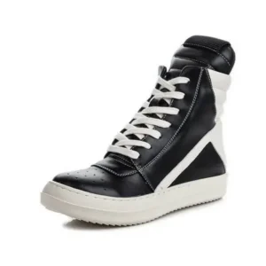 Petdrik Women Fashion Casual Black White Inverted Triangle High Top Shoes