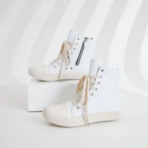 Petdrik Women Fashionable Hip Hop White High Top Sneakers