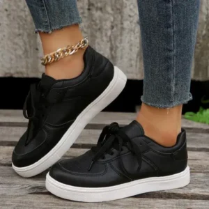 Petdrik Women Fashion Round Toe Platform Solid Color Sneakers