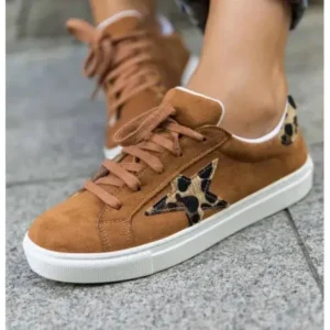 Petdrik Women Fashion Round Toe Lace-Up Canvas Sneakers